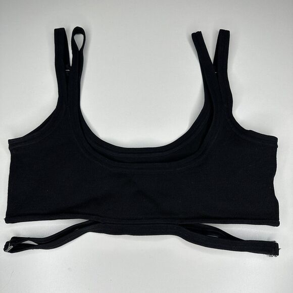 Dion Lee Sexy Black Strappy Crop Tank Top Double Adjustable Strap Cutouts XS - Picture 5 of 13
